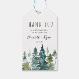 Rustikale Minimalistische Wasserfarben-Pinien Hoch Geschenkanhänger