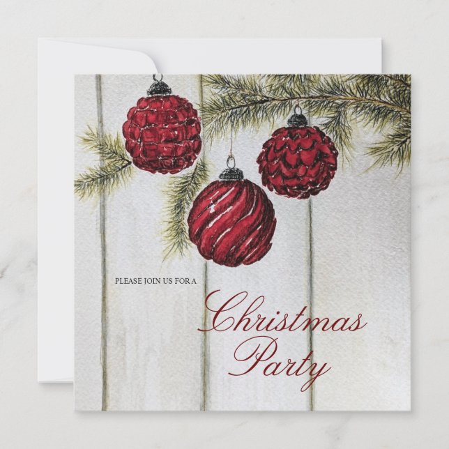 Rustikale Minimalistische Weihnachtsfeier Einladung (Vorderseite)