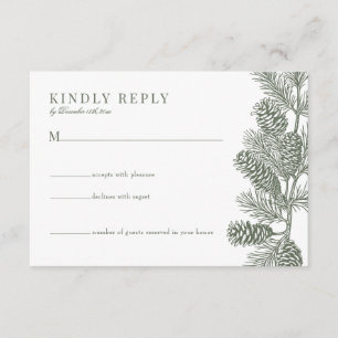 Rustikale Minimalistische Winter-Hochzeitskarten Begleitkarte