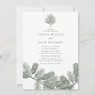 Rustikale Minimalistische Winterhochzeit Einladung