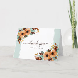 Rustikale Minze und braune Blumenzwiebelhochzeit V Dankeskarte