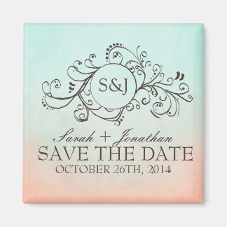 Rustikale Minze und Pfirsich Save the Date Bohemis Magnet
