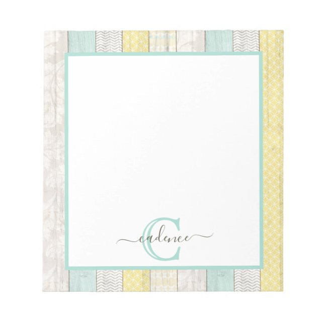Rustikale Minze & Yellow Boho Geo Moderne Personal Notizblock (Vorderseite)