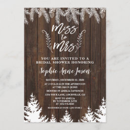 Rustikale Miss zu Mrs. Wood Pine Trees Brautparty Einladung