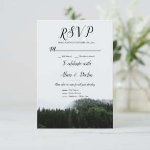 Rustikale Misty Foggy Pine Tree Regenwald UAwg RSVP Karte