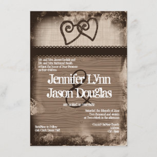 Rustikale, miteinander verflochtene Herzen Einladu Einladung