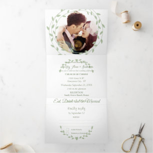 Rustikale mittelalterliche Foto-Hochzeit Dreifach Gefaltete Einladung