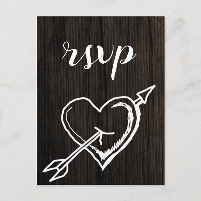 Rustikale Mittelpfeiler Hochzeit Rsvp Postkarten (Vorderseite)