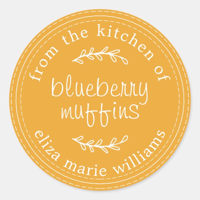 Rustikale, moderne Backwaren Blueberry Muffins Gel Runder Aufkleber (Vorderseite)