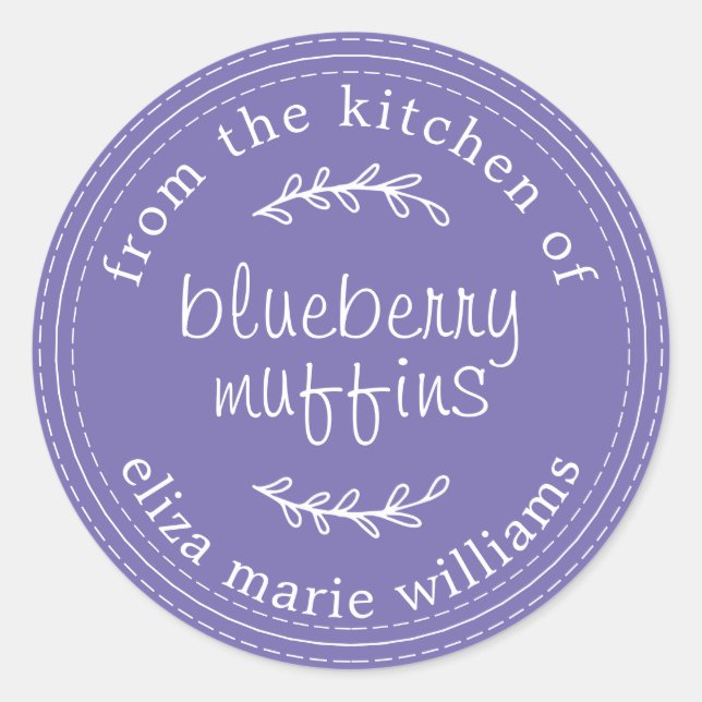 Rustikale, moderne Backwaren Blueberry Muffins Lil Runder Aufkleber (Vorderseite)