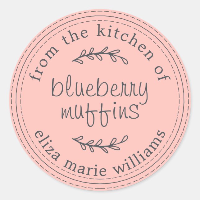Rustikale, moderne Backwaren Blueberry Muffins Ros Runder Aufkleber (Vorderseite)