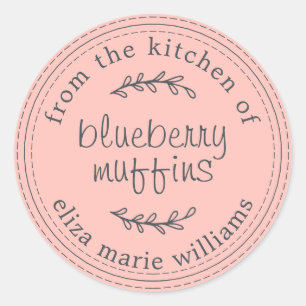 Rustikale, moderne Backwaren Blueberry Muffins Ros Runder Aufkleber