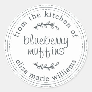 Rustikale, moderne Backwaren Blueberry Muffins Whi Runder Aufkleber