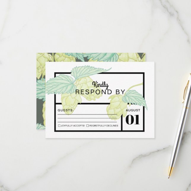 Rustikale moderne Bierhops Hochzeit-RSVP-Karte RSVP Karte (Vorderseite/Rückseite Beispiel)