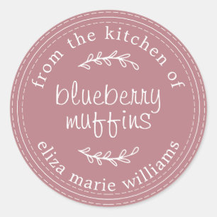 Rustikale moderne Blaubeermuffins Dusty Rose Runder Aufkleber