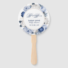 Rustikale moderne Blue & White Blume Babydusche Fächer
