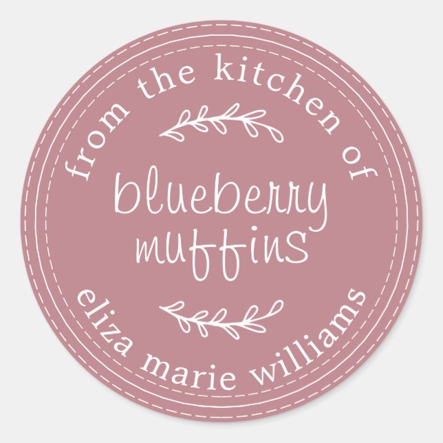 Rustikale moderne Blueberry Muffins Dusty Rose Runder Aufkleber (Vorderseite)
