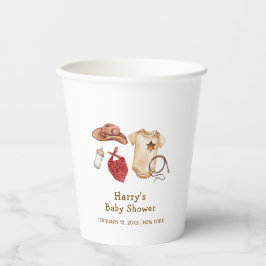 Rustikale moderne Boho Western Cowboy Babydusche Pappbecher