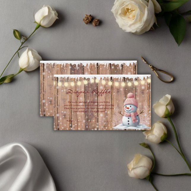 Rustikale moderne Elegant Snowman Baby Dusche Begleitkarte (Von Creator hochgeladen)