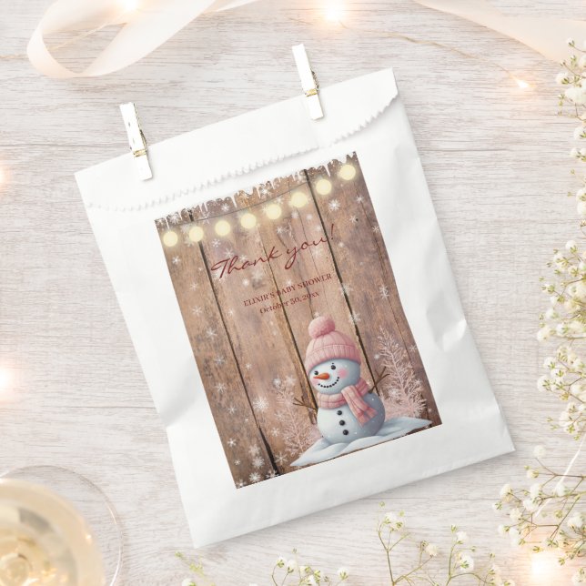 Rustikale moderne Elegant Snowman Baby Dusche Geschenktütchen (Ausgeschnitten)