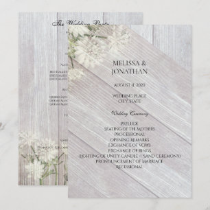 Rustikale moderne Floral Hochzeitszeremonie Progra Einladung