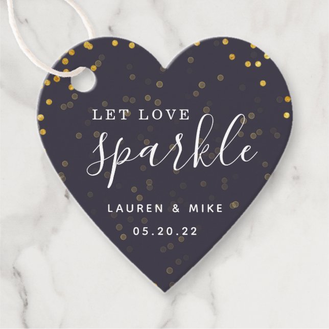 Rustikale Moderne Gelassen Liebe Sparkle Hochzeits Geschenkanhänger (Vorderseite)
