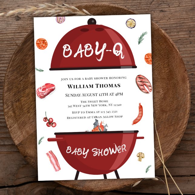 Rustikale moderne GRILLEN Baby Q Baby Dusche Einladung (Rustic Modern Backyard BBQ Baby Q Baby Shower Invitation)