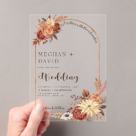 Rustikale, moderne, handgeschriebene Herbstkapelle Acryleinladungen