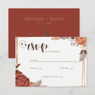 Rustikale moderne handgeschriebene Script-Hochzeit RSVP Karte