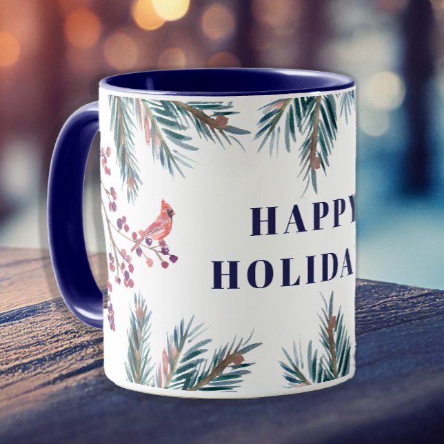 Rustikale moderne Happy Holidays Kiefernstrassen u Tasse (Von Creator hochgeladen)