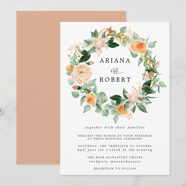 Rustikale, moderne Herbst-Blumenzeremonie Einladung (Vorne/Hinten)