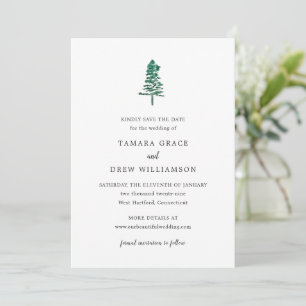 Rustikale moderne Hochzeit mit Kiefer Save The Date