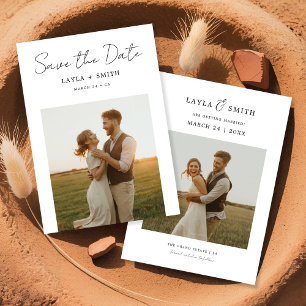 Rustikale moderne Hochzeitsschrift Elegantes Foto  Save The Date