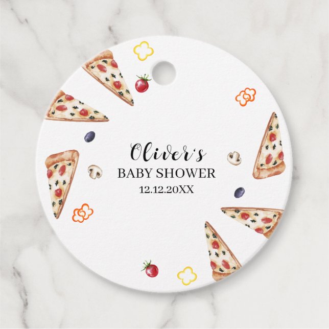 Rustikale moderne italienische Slice Pizza Baby Du Geschenkanhänger (Vorderseite)