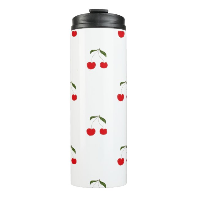 Rustikale moderne Kirschmuster-Wasserflasche Thermosbecher (Vorderseite)