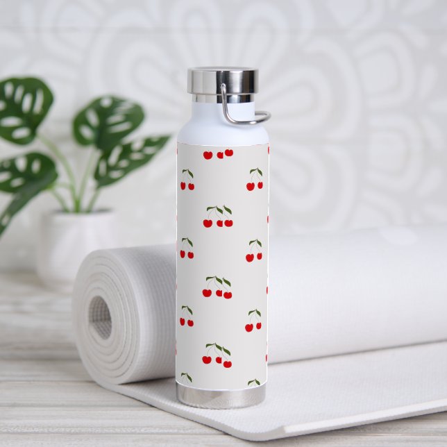 Rustikale moderne Kirschmuster Wasserflasche Trinkflasche (Yoga)