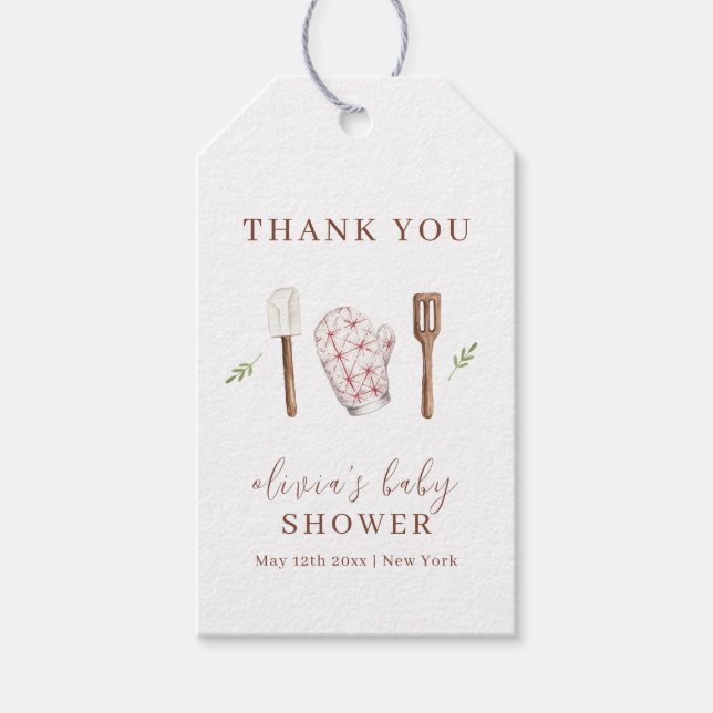 Rustikale moderne Koch Küche Stuff Babydusche Geschenkanhänger (Vorderseite)