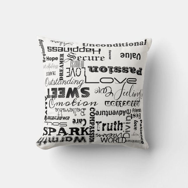 Rustikale moderne Liebe Ästhetische Schriftzeichen Kissen (Vorderseite)