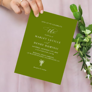 Rustikale moderne olivgrüne Hochzeit Einladung