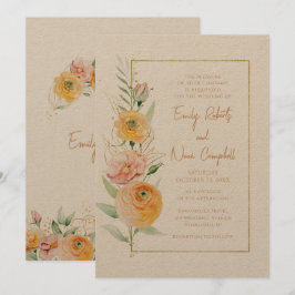 Rustikale, moderne, orange gelbe Wasserfarbe Einladung