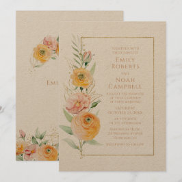 Rustikale, moderne, orange gelbe Wasserfarbe Einladung