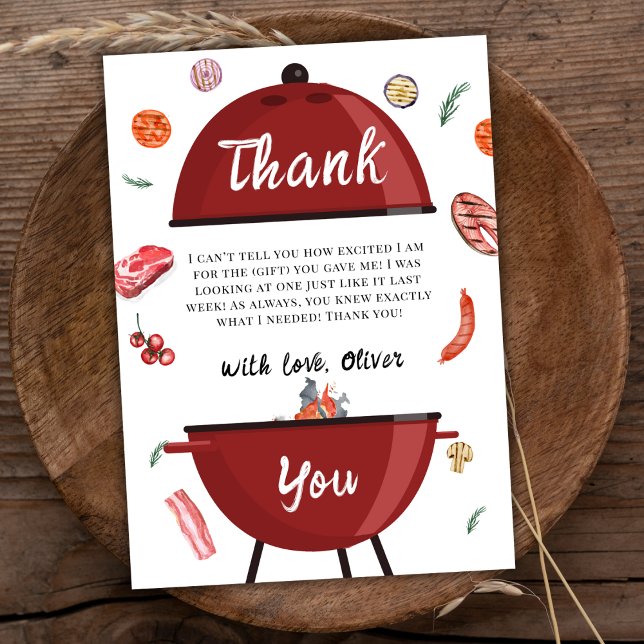 Rustikale moderne Outdoor GRILLEN Kinderdusche Dankeskarte (Rustic Modern Outdoor Backyard BBQ Baby Shower Thank You Card)