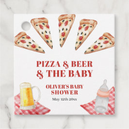 Rustikale moderne Slice Pizza Beers Babydusche Geschenkanhänger