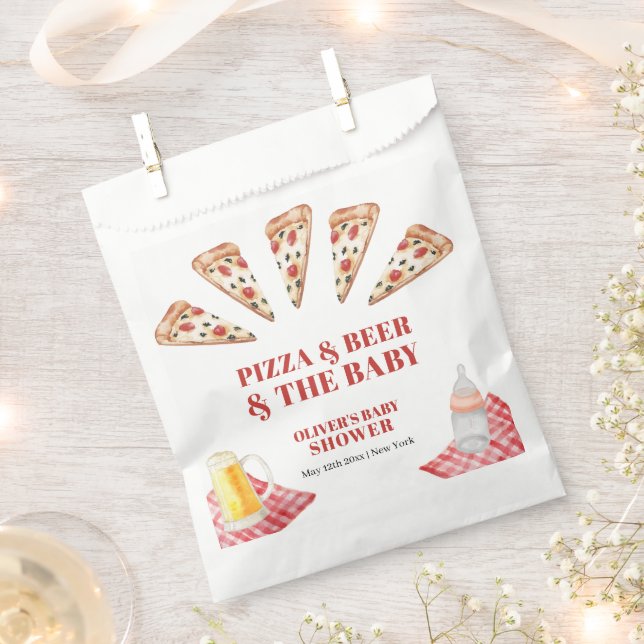 Rustikale moderne Slice Pizza Beers Babydusche Geschenktütchen (Ausgeschnitten)