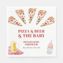 Rustikale moderne Slice Pizza Beers Babydusche Serviette