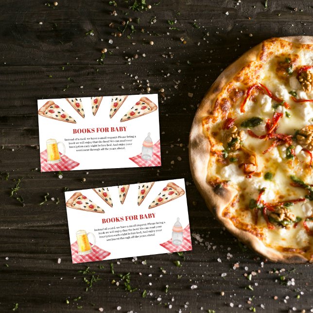 Rustikale moderne Slice Pizza Beers Books Baby Dus Begleitkarte (Rustic Modern Sice Pizza Beers Books Baby Shower Enclosure Card)