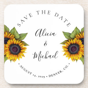 Rustikale moderne Sonnenblumen Einfache Hochzeit r Getränkeuntersetzer