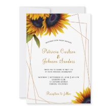 Rustikale, moderne Sonnenblumen Goldrahmen Hochzei