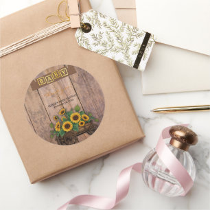 Rustikale moderne Sonnenblumen-Kinderwagen-Baby-Pa Runder Aufkleber