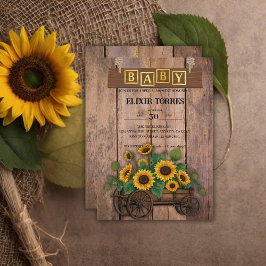 Rustikale moderne Sonnenblumenspülung Babydusche Einladung